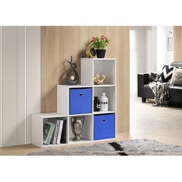 Progressive Furniture Progressive Furniture I170-83 35 in. Composite 6-Shelf Bookcase with Fabric Baskets - 3-2-1 Cube Organizer; White I170-83
